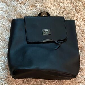 MGM Black Smooth Leather Flap Backpack